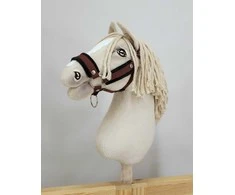 Super Hobby Horse Reguliuojamas kantaras hobi arkliukui rudas su juoda pūkuota apdaila