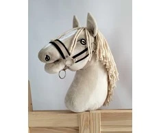 Super Hobby Horse Reguliuojamas kantaras hobi arkliukui – smėlio su juoda pūkine apdaila