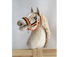 Super Hobby Horse Reguliuojamas kantaras hobi arkliukui A3 – oranžinis su juodu kailiuku