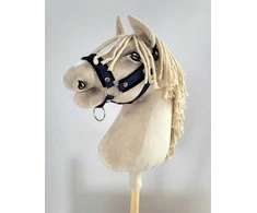 Super Hobby Horse Reguliuojamas kantaras hobi arkliukui – tamsiai mėlynas su juoda pūkine apdaila
