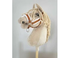 Super Hobby Horse Reguliuojamas kantaras hobi arkliukui A3 – rusvas su balta pūkuota apdaila