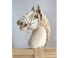 Super Hobby Horse Reguliuojamas kantaras hobi arkliukui A3 – smėlio su balta pūkine apdaila