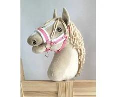 Super Hobby Horse Reguliuojamas kantaras hobi arkliukui – rožinis su balta pūkine apdaila
