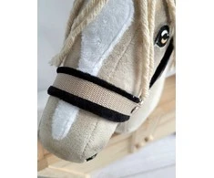 Super Hobby Horse Reguliuojamas kantaras hobi arkliukui – smėlio su juoda pūkine apdaila