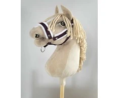 Super Hobby Horse Reguliuojamas kantaras hobi arkliukui – slyvinis su balta pūkine apdaila