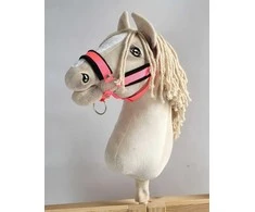Super Hobby Horse Reguliuojamas kantaras hobi arkliukui – neoninis rožinis su juoda pūkuota apdaila