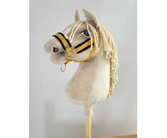 Super Hobby Horse Reguliuojamas kantaras hobi arkliukui A3 – medaus geltonumo su juoda pūkuota apdaila