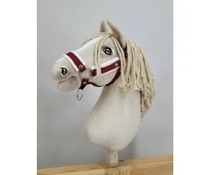 Super Hobby Horse Reguliuojamas kantaras hobi arkliukui – burgundinis su balta pūkine apdaila