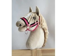 Super Hobby Horse Reguliuojamas kantaras hobi arkliukui – tamsiai rožinis su juoda pūkuota apdaila