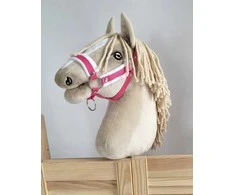 Super Hobby Horse Reguliuojamas kantaras hobi arkliukui – tamsiai rožinis su balta pūkine apdaila