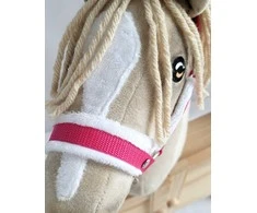 Super Hobby Horse Reguliuojamas kantaras hobi arkliukui – tamsiai rožinis su balta pūkine apdaila