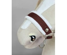 Super Hobby Horse Reguliuojamas kantaras hobi arkliukui rudas su balta pūkuota apdaila