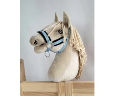 Super Hobby Horse Reguliuojamas kantaras hobi arkliukui, šviesiai mėlynas su juoda pūkine apdaila
