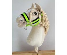 Super Hobby Horse Reguliuojamas kantaras hobi arkliukui – neoninis žalias su juoda pūkine apdaila