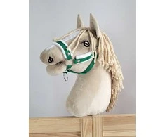 Super Hobby Horse Reguliuojamas kantaras hobi arkliukui A3 – žalias su balta pūkine apdaila