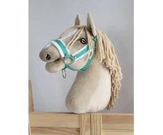 Super Hobby Horse Reguliuojamas kantaras hobi arkliukui – mėtų spalvos su balta pūkine apdaila