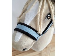 Super Hobby Horse Reguliuojamas kantaras hobi arkliukui, šviesiai mėlynas su juoda pūkine apdaila