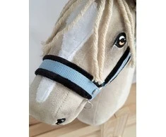 Super Hobby Horse Reguliuojamas kantaras hobi arkliukui, šviesiai mėlynas su juoda pūkine apdaila