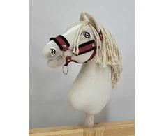 Super Hobby Horse Reguliuojamas kantaras hobi arkliukui – burgundinis su juoda pūkine apdaila