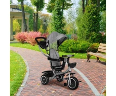 Triratukas-vežimėlis 2-in-1 ECOTOYS, sukioji sėdynė, sudedamas stogelis, pilkas