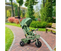 Triratukas 2in1 vežimėlis su pasukama sėdyne ir sulankstomu stogeliu žalias - ECOTOYS