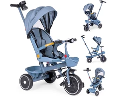 Triratukas 2in1 vežimėlis su pasukama sėdyne, sulankstomas su stogeliu, mėlynas - ECOTOYS