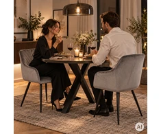 2 minkštų aksominių modernių kėdžių komplektas valgomajam ir svetainei, tamsiai pilkos spalvos ModernHome