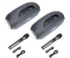 2 nešiojamų garsiakalbių rinkinys PNI FunBox BT600, susiejimas per Bluetooth su stereofoninio garso funkcija, 65W, IPX4