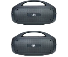 2 nešiojamų garsiakalbių rinkinys PNI FunBox BT600, susiejimas per Bluetooth su stereofoninio garso funkcija, 65W, IPX4