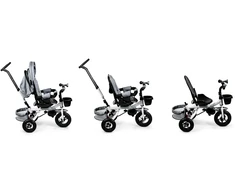 Pasukamas triratukas 360° Pilkas Delux su stogeliu ECOTOYS