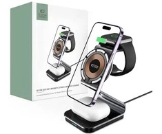 3in1 15W MagSafe Belaidis įkroviklis Tech-Protect QI15W-A29 juodos spalvos