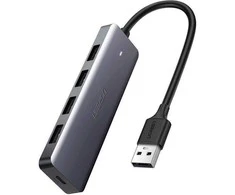 4-in-1 adapteris UGREEN USB Hub prie 4x USB 3.0 + USB-C (pilka)