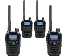 4 nešiojamų radijo stotelių rinkinys PNI DMR R45, skaitmeninis ir analoginis, 446MHz, 16 skaitmeninių kanalų ir 99 analoginiai kanalai, balso įrašymo funkcija, 2000mAh Li-Ion baterija