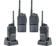 4 nešiojamų radijo stotelių rinkinys PNI PMR R15 0.5W, 16 programuojamų kanalų, 16 PMR ir 50 CTCSS bei 104 DCS tonų, ASQ, TOT, monitorius, programuojamas, 1200mAh baterija