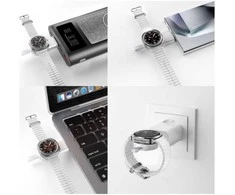 4smarts Qi2 Trident įkrovimo stotelė su Galaxy Watch įkrovikliu baltos spalvos