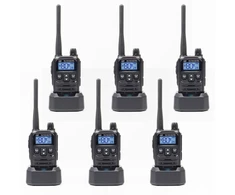 6 nešiojamų radijo stotelių rinkinys PNI PMR R45 PRO 446MHz, 0.5W, 99 programuojami kanalai, 16 PMR ir 38 CTCSS bei 104 DCS tonai, 5 lygių Squelch, VOX, TOT, BCL, Scan, Roger Beep