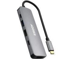 Accezz 5-in-1 USB-C šakotuvas – 4K 30Hz Ultra HD – 100 vatų įkrovimas – prijungimo stotelė