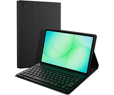 Accezz „Bluetooth“ klaviatūros dėklas su stovu, skirtas Samsung Galaxy Tab A11 Plus – QWERTZ / DE – Juodas