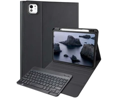 Accezz „Bluetooth“ klaviatūros dėklas su atlenkiamu dangteliu, skirtas iPad Pro 11 (2025) M5 / (2024) M4 – QWERTZ / DE – Juodas