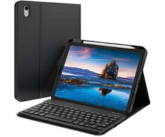 Accezz „Bluetooth“ klaviatūros dėklas su atlenkiamu dangteliu, skirtas iPad 11 (2025) 11 colių A16 / iPad 10 (2022) 10.9 colio – QWERTZ / DE – Juodas