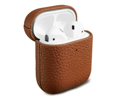 Accezz dėklas iš tikros odos, skirtas Airpods 1 / 2 – konjako spalvos