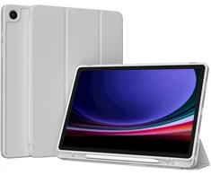 Accezz išmanusis silikoninis atverčiamas dėklas, skirtas Samsung Galaxy Tab A9 Plus – pilkas