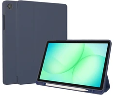 Accezz išmanusis silikoninis atverčiamas dėklas, skirtas Samsung Galaxy Tab A11 Plus / A9 Plus – tamsiai mėlynas