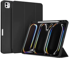 Accezz išmanusis silikoninis atverčiamas dėklas, skirtas iPad Pro 13 (2025) M5 / (2024) M4 – juodas