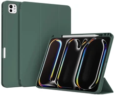 Accezz išmanusis silikoninis atverčiamas dėklas, skirtas iPad Pro 11 (2025) M5 / (2024) M4 – tamsiai žalias