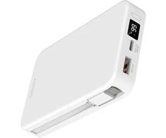 Accezz išorinė baterija 10.000 mAh su integruotais laidais – Balta