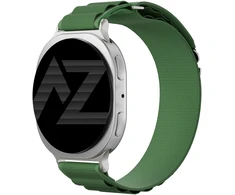 Accezz nailoninė „Alpine“ apyrankė, skirta Samsung Galaxy Watch 9 (40/44mm) / Watch 8 (40/44mm) / Classic (46mm) – alyvuogių žalia