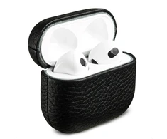 Accezz natūralios odos dėklas, skirtas Airpods 3 – juodas