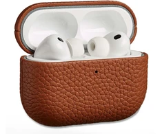 Accezz natūralios odos dėklas, skirtas Airpods Pro 3 – konjako spalvos