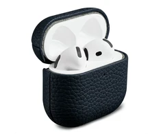 Accezz natūralios odos dėklas, skirtas AirPods 5 / 4 – tamsiai mėlynas